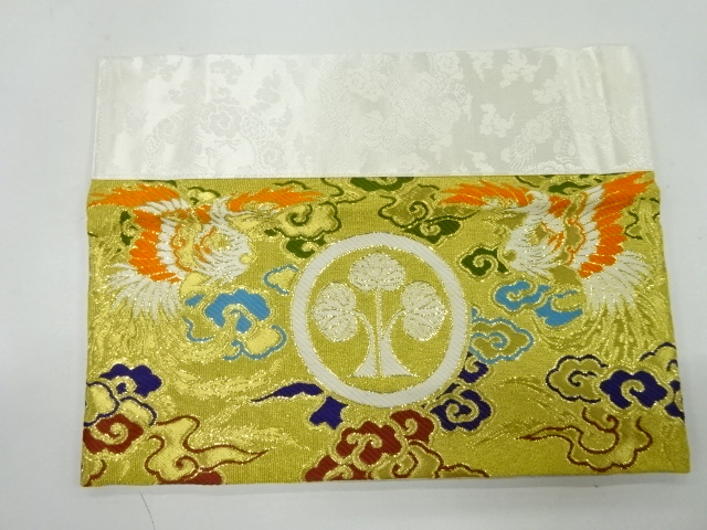 JAPANESE KIMONO / ANTIQUE UCHISHIKI (BUDDHIST ALTAR CLOTH)  / GOLD / KINRAN (BROCADE) / CLOUD